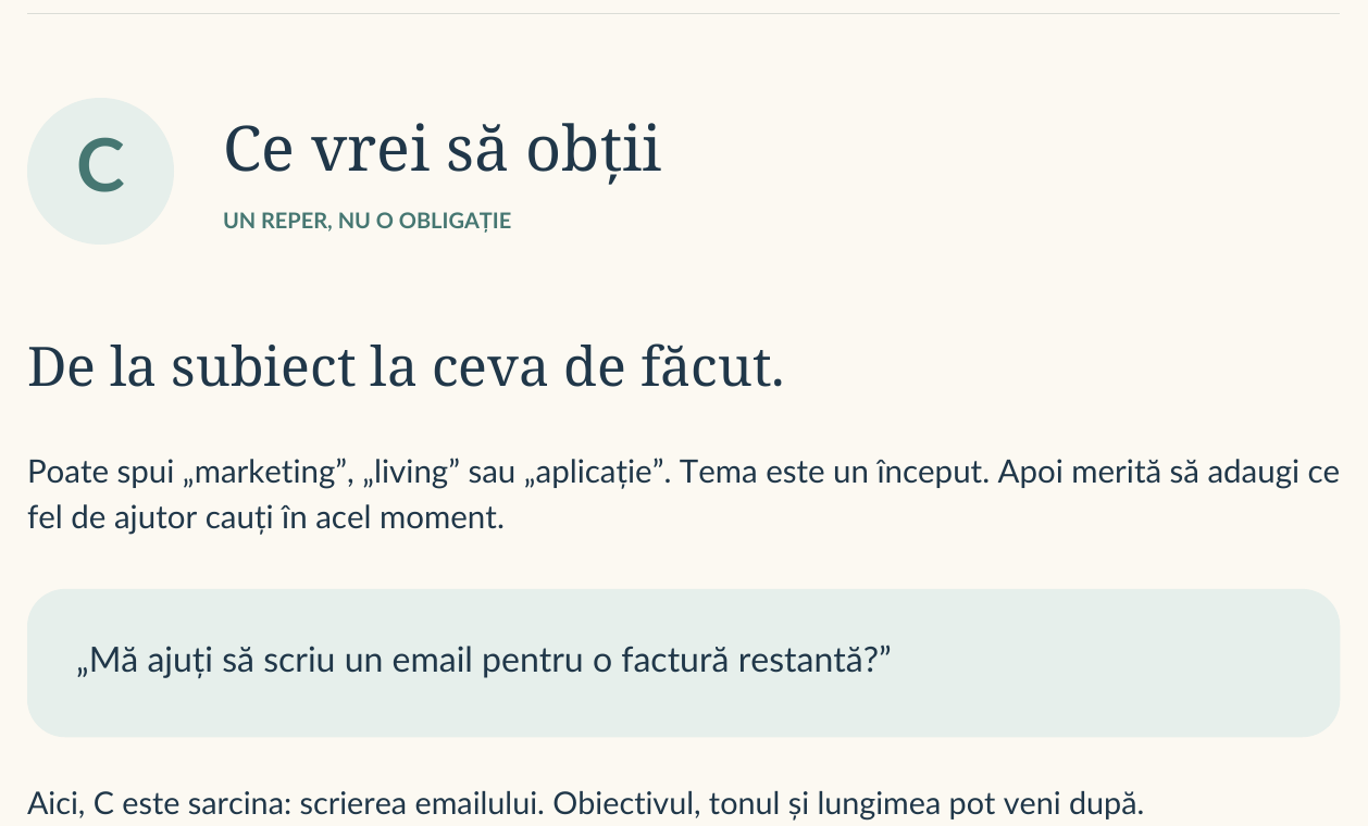 Fragment introductiv din reperul C al metodei C.O.N.T.E.X.T.