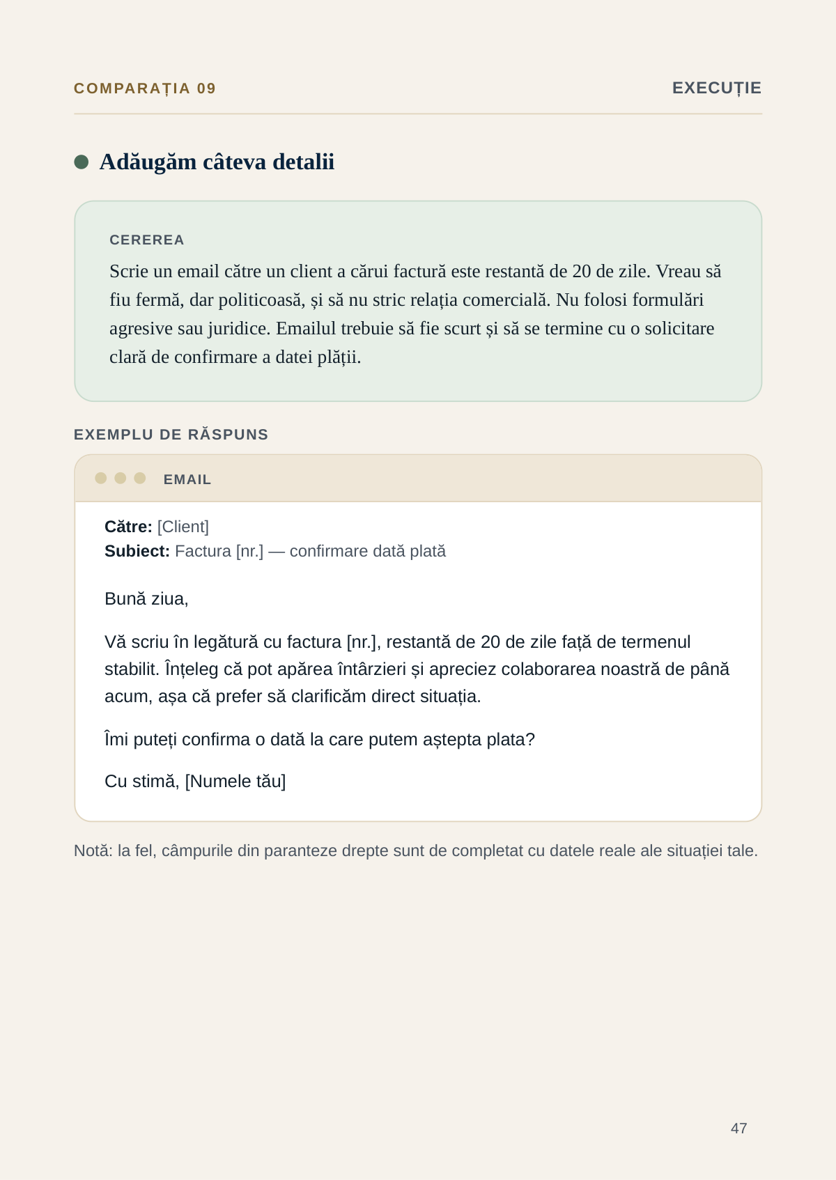 Exemplul de email, varianta 2